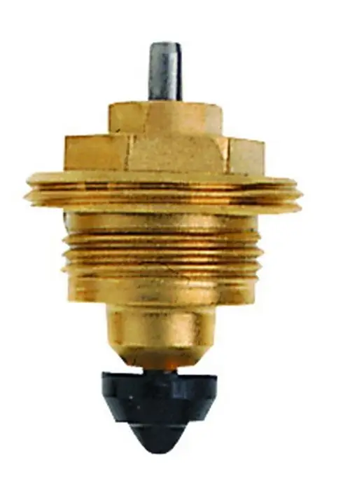 Thermostat-Oberteil aus Metall mit einer zentralen Stange und einer schwarzen Dichtung. Produkt von IMI Hydronic Engineering, geeignet für Regulierventile.